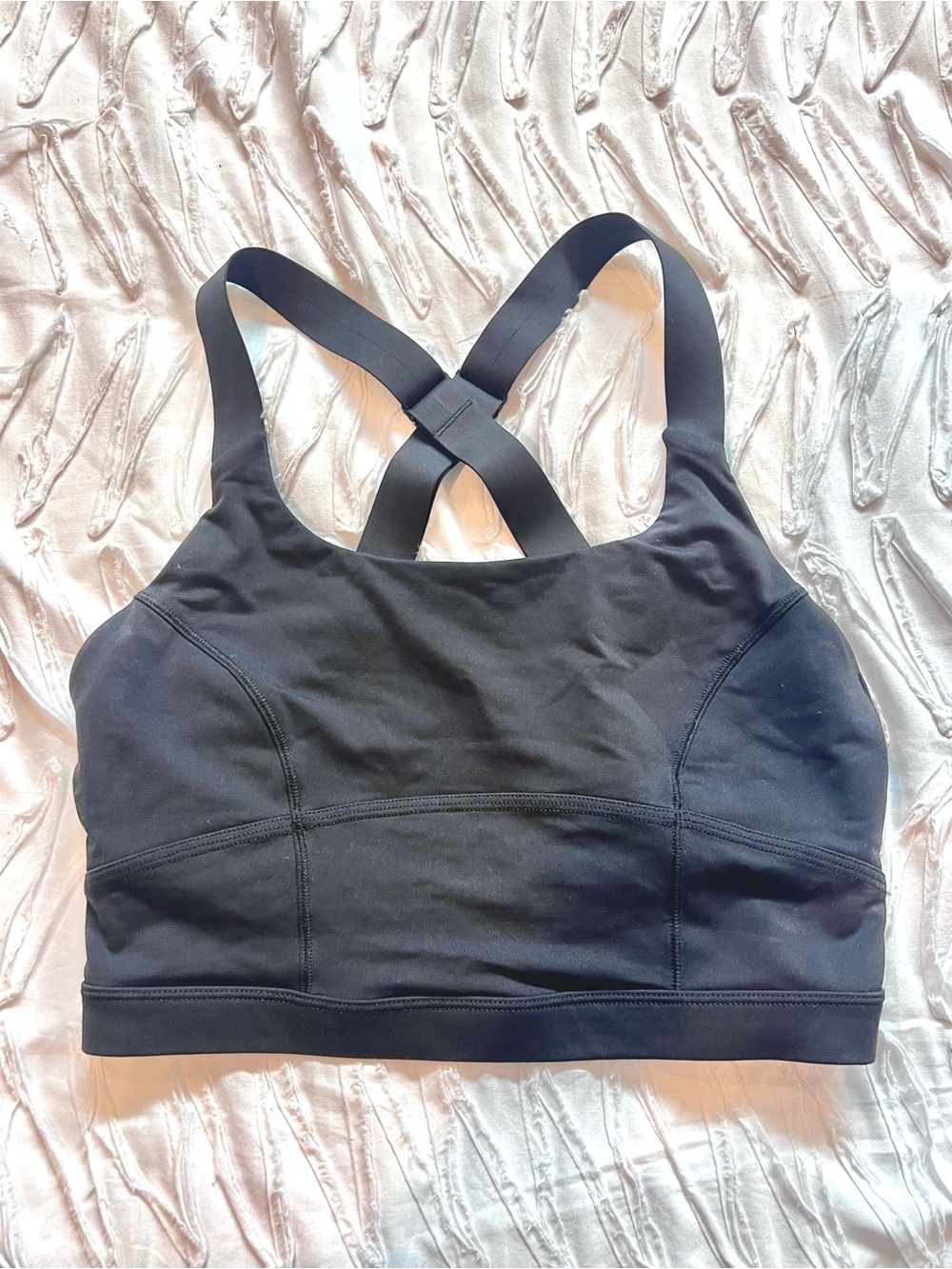 lululemon Black Strappy Crossback High-Support Running Sports Bra | Size 6